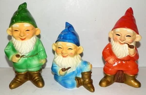 Juego de 3 gnomos vintage de papel maché Japón caprichosos elfos de Navidad enanos - Imagen 1 de 6