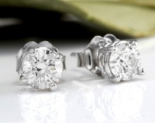 1.60Ct Natural Diamond 14k Solid White Gold Stud Earrings