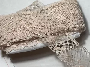 Antique French Bobbin Lace Trim Blush 1" W by Yard - Picture 1 of 8