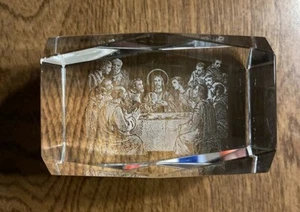 Pisapapeles de vidrio religioso vintage La Última Cena Iglesia de Dios Jesús C15 - Imagen 1 de 12