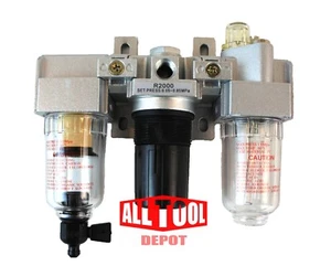 1/4" COMBO AIR LINE PARTICULATE FILTER MOISTURE TRAP LUBRICATOR REGULATOR - Picture 1 of 1