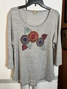 Energe World Wear Grey Flower Printed Shirt Size Junior XXL - Picture 1 of 1