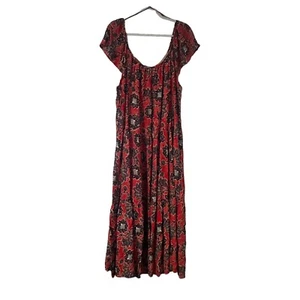 Knox Maxikleid Rose Rot Schwarz Blumen Boho XXL Romantisch Cottagecore Festival - Bild 1 von 8