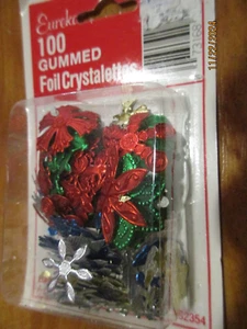 Vintage Eureka 100 pc Gummed Lg Foil Snowflakes Made in the USA NOS - Picture 1 of 3