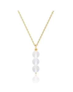 Real Crystal Necklace Healing Birthstone Necklace, 18K Gold Dainty, Clear Quartz - Picture 1 of 7
