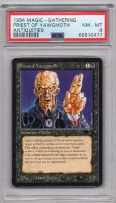 PRIEST OF YAWGMOTH  MAGIC MTG #19 ANTIQUITIES PSA #66610477 GRADED NM-MT  8 1994 - Image 1 of 2