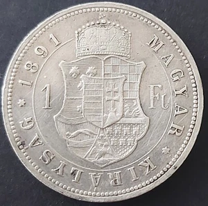 HUNGARY 1 FORINT 1891 KM#475 VF++ SILVER FRANCIS JOSEPH I. 1848-1916 KREMNICA - Picture 1 of 4