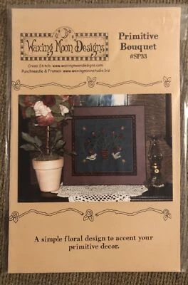 Waxing Moon Designs Cross Stitch Chart Primitive Bouquet Country Floral SP33 - Image 1 of 3