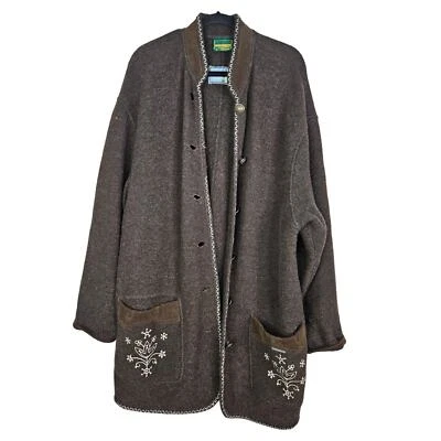 Cárdigan Suéter Abrigo Greiger 42 Marrón Lana Bordado Casa Acogedor Clásico  Foto 1 de 4