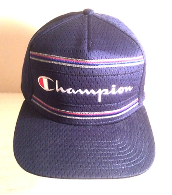 Gorra de béisbol Champion Script Spellout Logo azul malla elástica L/XL Foto 1 de 4
