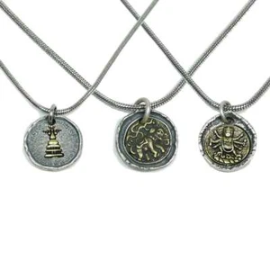 Tibetan Buddhism Lucky Charm, Silver Amulet of Mahakala,Ganesha Elephant,Stupa - Picture 1 of 10
