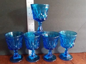 Noritake PERSPECTIVE Blue Wine Glasses ~5” , Set Of 5 - Picture 1 of 4