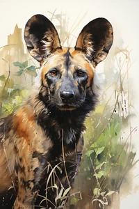 Póster de perro salvaje africano, animal de la selva, póster de animal de safari, estampado decorativo de pared - Imagen 1 de 4