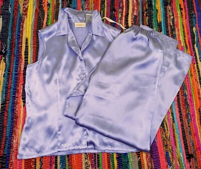 Conjunto de pijama de satén Jaclyn Smith para mujer S pantalones lila y top sin mangas usado en excelente estado Foto 1 de 4