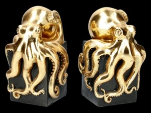 Buchstützen Kraken - goldfarben - Fantasy Oktupus Bücherhalter Deko - Bild 1 von 5