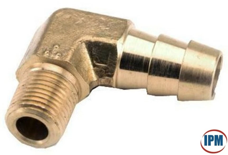5/8" Hose Barb x 1/2" Male NPT Brass 90° Elbow 10HB-8MNPT-90 (IPM) BRAND NEW!