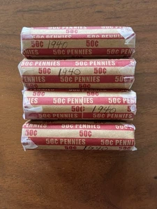 1940P Lincoln Wheat Cent Roll - Picture 1 of 5