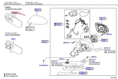 LEXUS RX MK5 Interior Rear View Mirror 878400W360 NEW GENUINE - Image 1 of 2