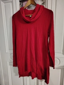 J. Jill dunkelroter Pullover Wasserfallausschnitt Hi Lo Baumwollmischung Größe Small - Bild 1 von 6
