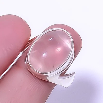 Rose Quartz - Madagascar 925 Sterling Silver Handmade Ring s.9 R7827-69 - Image 1 of 4