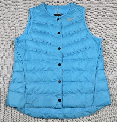 Nike Aeroloft Golf Vest Women Sz L Blue Lightweight Ventilated Snap 856859-486 - Image 1 of 4