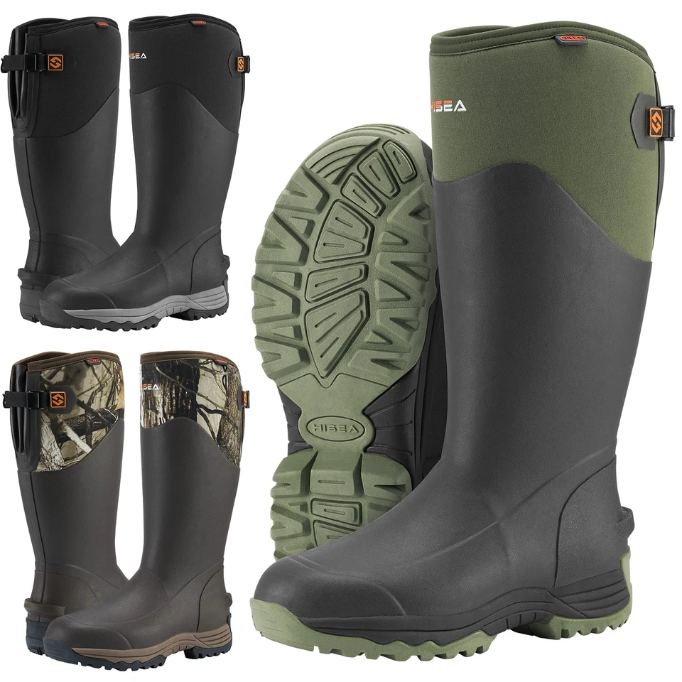 HISEA Men Adjustable Hunting Boots Waterproof Rain Boots Non-Slip Mud Work Boots - Image 1 of 4