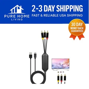 Câble USB C mâle vers 3 RCA mâle haute qualité 6 pieds pour transmission audio/vidéo - Photo 1 sur 9