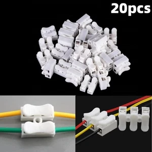 20PCS 2 Way CH-2 Cable Clamp Terminals Block Spring Wire Quick Splice Connectors - Picture 1 of 19