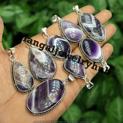 Colgantes de piedras preciosas de amatista africana enchapados en plata de ley 925 lote a granel joyas Foto 1 de 4