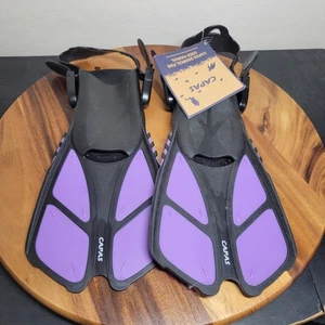 CAPAS Snorkel Swim Fins Travel Adjustable Sz Sm/ Med US Jr Sz 9-13 Purple Black - Picture 1 of 7