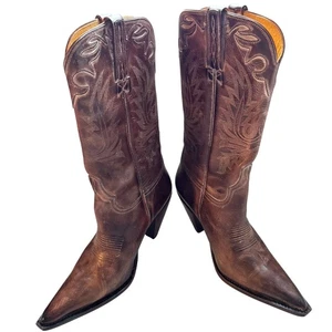 Botas para mujer Lucchese Charlie 1 Horse Western de cuero vaquero 6,5 marrón puntiagudo - Imagen 1 de 16