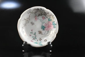 K848: Chinese Colored porcelain Flower Muffle painting Wreathe-shaped PLATE/dish - Picture 1 of 8