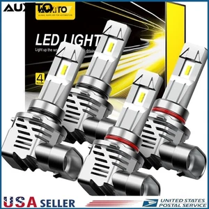 4X AUXITO Combo Bulb 9005 9006 LED Headlight Kit 6500K High Low Beam Xenon White - Picture 1 of 7