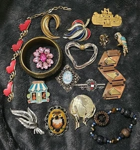 "Vintage Brosche & Anstecknadel Sammlung Konvolut - Nachlass Modeschmuck alles tragbar" - Bild 1 von 18