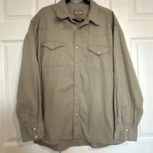 C.E. Schmidt Workwear hellbraunes Button Down Hemd Größe Herren 2X Perlen Druckknopf L-Arm - Bild 1 von 7