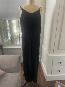 American Eagle Women’s Strappy Jumpsuit Black Elastic Ankle Size Small - Picture 1 of 8