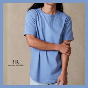 NWT - Banana Republic Mens Soft Wash Organic Cotton T-Shirt Blue Thistle Sz M-XL - Picture 1 of 6