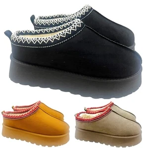 LINEA DONNA STIVALI PANTOFOLE SLIP ON ESTERNI IN PELLICCIA SINTETICA PLATEAU CALDI ADERENTI - Foto 1 di 19