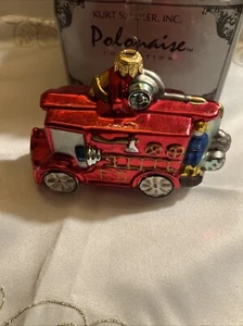 Kurt Adler Polonaise Fire Engine GP605 Blown Glass Christmas Ornament Poland - Picture 1 of 8