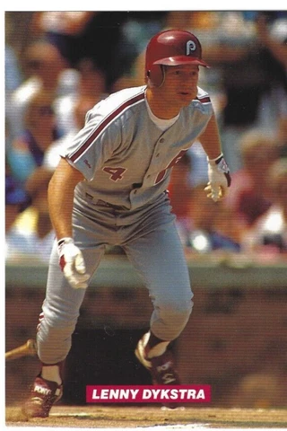 1990 Philadelphia Phillies Lenny Dykstra 4 x 6 inch postcard Cover