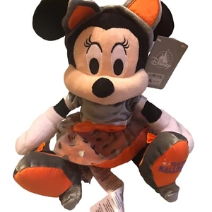 Disney Parks Minnie Mouse Peluche Happy Halloween Arancione Nero Fiocco Giocattolo 16" - Foto 1 di 9