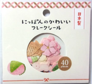 GAIA Japanese Sweets Rabbit Flake Sticker Made in Japan 40 pieces - Picture 1 of 3