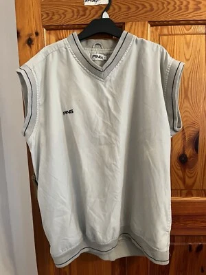 MENS GREY PING SLEEVELESS WINDCHEATER GOLF TOP/JACKET, SIZE L. - Image 1 of 3