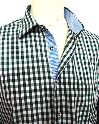 TRACHTEN Camicia In Verde-bianco A Quadri Cotone Classico Xs-5xl • 20.57€