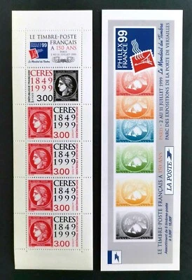 France — Booklet of 5 + Label — 1999, French Postage Stamps, 150th Anniv. #2693a - Image 1 of 2