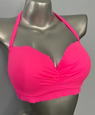 Top de bikini de natación Victoria's Secret rosa Zuma Getaway festoneado con aros 40C nuevo con etiquetas Foto 1 de 3