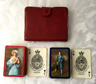 Vintage Leather Playing Card Wallet+The Blue Boy & The Blue Girl De La Rue Cards