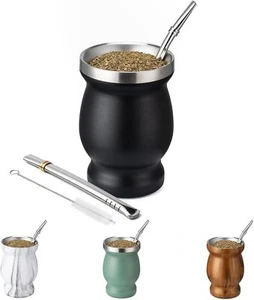 Taza de yerba mate de 8 oz, taza mate de doble pared de acero inoxidable 304, aislamiento térmico Ye - Imagen 1 de 3