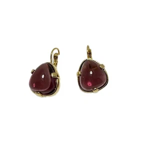 KENNETH JAY LANE, AMETHYST GLASS CABOCHON EARRINGS-LAST ONE!! - Picture 1 of 9