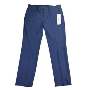 Calvin Klein Mens Jerome X Slim Fit Stretch Plaid Dress Pants Navy Blue 40x32 - Picture 1 of 4